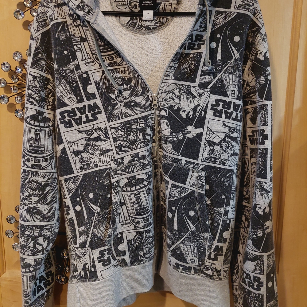 Star Wars Graphic Zip Up Sweater - Black and Gray